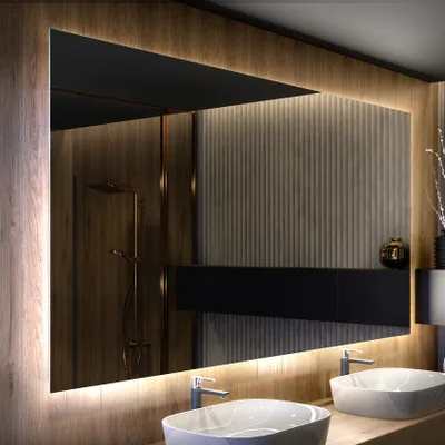 Produktbild von Artforma Badspiegel SMART 200x100 cm - mit LED Beleuchtung - LED Farbe Kaltweiß 7000K - Individuell Nach Maß - Beleuchtet Wandspiegel Lichtspiegel Badezimmerspiegel | Lichtschalter: Touch Schalter |SLED077