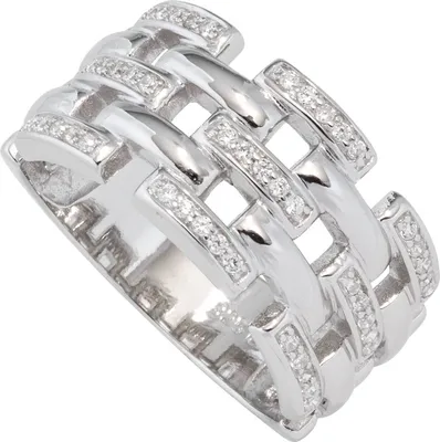 Produktbild von JOBO Damen Ring breit 925 Sterling Silber rhodiniert mit Zirkonia Silberring Größe 50