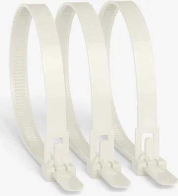 Obrázok produktu pre Opakovane použiteľné káblové pásky 8x250 mm, biele (100 ks/balenie)
