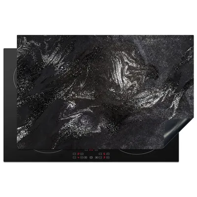 Produktbild von KitchenYeah© Herdabdeckplatte Marmor - Steine - Schwarz , 80x52cm, Küche Deko, Glaskeramikkochfeld Herdabdeckung, Abdeckplatte fùr Kochfeld
