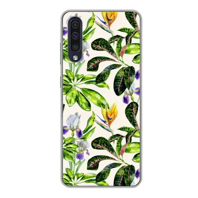 Produktbild von MuchoWow® Handyhülle Schutzhülle Hülle für Samsung Galaxy A50 Blätter - Strelitzia - Blüte Silikon Softcase Handy Hülle - Mobiltelefonhülle