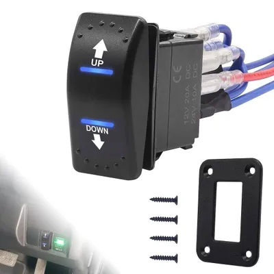 Produktbild von Riisoyu Kippschalter mit Momentaner Kontrolle, DC 12 V, 20 A, Motorsteuerung, 7-polig, Kippschalter mit Kabel, wasserdichte Momentane Polaritätsschalter