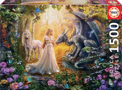 Produktbild von Educa Puzzle.  Dragon, Princess and Unicorn 1500 Teile