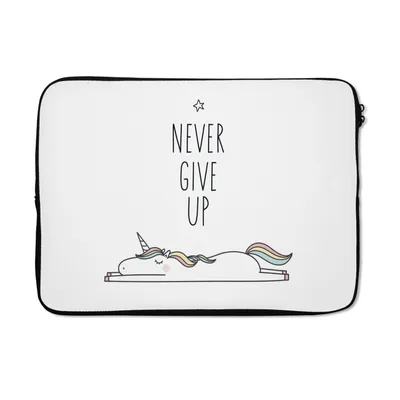 Produktbild von MuchoWow® Laptop Hülle 13 Zoll Einhorn - Kinder - Zitate - Niemals aufgeben - Mädchen Laptoptasche - Laptophülle - Sleeve - Rundumschutz
