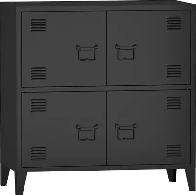 Produktbild von Büroschrank 'Hamina' mit 4 Türen Stahl 80 x 40 x 82 cm Schwarz