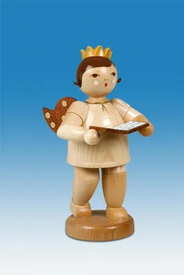 Produktbild von Holzfigur Engel mit Gesangbuch und Krone Höhe 22cm NEU