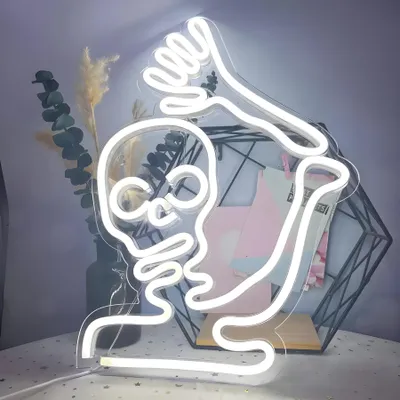 Zdjęcie produktu dla Oświetlenie NEON LED, dekoracyjne oświetlenie ścienne, szkielet, ok. 29 x 41,5 x 2 cm