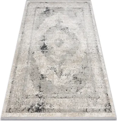 Zdjęcie produktu dla Dywan TULS nowoczesny, strukturalny, frędzle 51321 Vintage, przecierany, Ramka rozeta beż / szary beżowy 140x190 cm