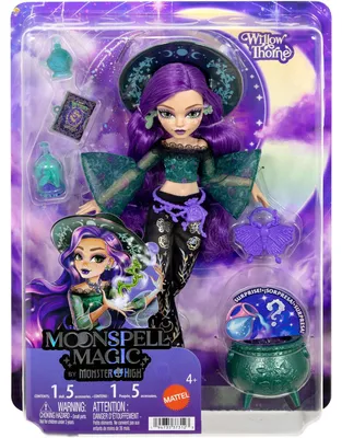 Produktbild von Monster High Moonspell Magic by Willow Thorne-Modepuppe, Natur-Hexe mit Zubehörteilen, Modepuppe, Weiblich, 4 Jahr(e), Mädchen, 285,7 mm, Mehrfarbig