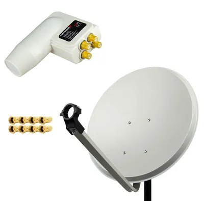 Produktbild von PremiumX SAT Anlage 80cm Antenne Aluminium Quad LNB weiß 8x F-Stecker