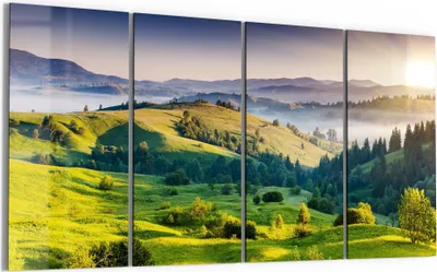 Produktbild von DEQORI Glasbild Echtglas 4x30x60 cm 'Blick über Karpaten' Wandbilder XXL groß