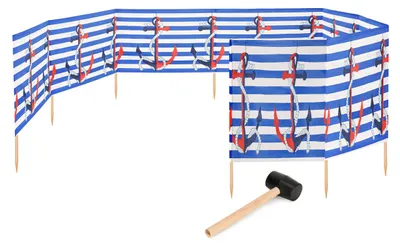 Produktbild von Garronda Strand Windschutz Sichtschutz 12m lang plus Gummihammer GAEX001 (Streifen/Anker, 12 m)