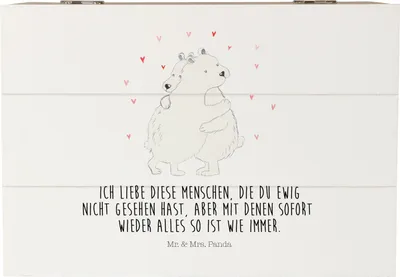 Produktbild von Mr. & Mrs. Panda fotokiste Eisbär Umarmen 22 x 15 cm - Weiß - Geschenk, Erinnerungskiste, holzkästchen, fotobox, Lustige Sprüche, Geschenkbox, Kiste mit Deckel