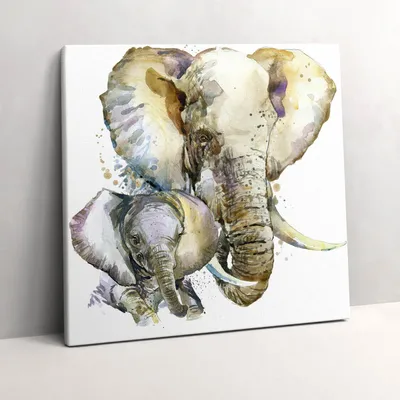 Produktbild von Elephants animals – Leinwandbild Wandbild – 60x60 cm – Leinwandbilder – Wandbilder – Schlafzimmer – Flur