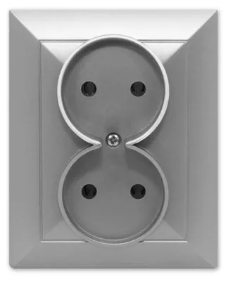 Imagen del producto de TIMEX-Elektro: Enchufe doble, modelo Opal, para instalación empotrada en la pared