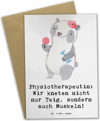 Produktbild von Mr. & Mrs. Panda babykarte Physiotherapeutin Humor - Weiß - Geschenk, Grußkarten, Massagen, Berufsleben, Berufsgestaltung, Übungen, weihnachtskarten, Beweglichkeit, Beruf