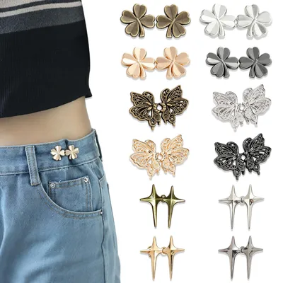 Verstellbare Jeansknöpfe, 12 Stück, 3 Designs, 4 Farben