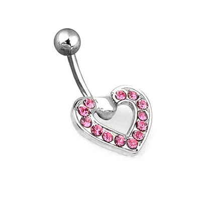 Produktbild von Taffstyle Bauchnabelpiercing Bauchnabelpiercing Stecker Multi Kristall Herz, Pink