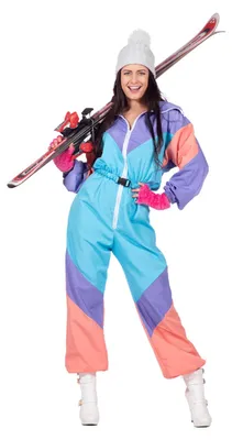 Produktbild von 80er Jahre Retro Ski-Anzug Damen Kostüm Overall Einteiler, Größe:40