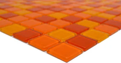 Produktbild von Handmuster Mosaikfliese Transluzent gelb orange rot Glasmosaik Crystal gelb orange rot MOS62-0802_m
