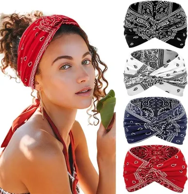 Obrázok produktu pre Čelenka 18 cm, 4 ks, elastická, červená biela čierna modrá, na jogu