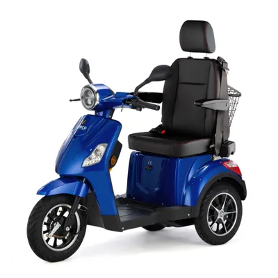 Produktbild von Veleco Draco Elektromobil - Kapitänssitz mit hoher Rückenlehne - 800W - Alarm - Fernbedienung - Seniorenmobil - 3-Rad Mobilitätsroller (Blau)