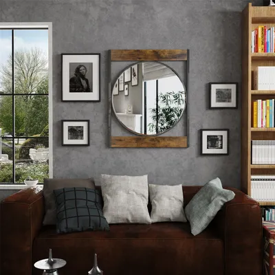 Zdjęcie produktu dla Lustro ścienne WISFORReplika acyjne lustro do przedpokoju lustro vintage industrialne, 63 x 76 cm