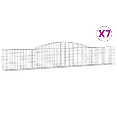 Imagen del producto de vidaXL: Muros de contención tipo gavión con arco, 7 unidades, 400x30x60/80 cm, hierro galvanizado