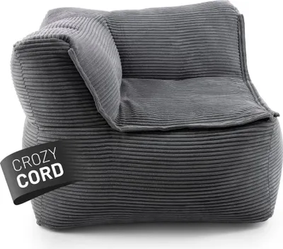 Immagine prodotto di LUMALAND Angolo modulare sinistro della serie Cord, 81x81x70 cm - Rivestimento morbido e lavabile - Grigio