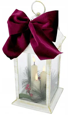 Produktbild von LED Adventslaterne 30 cm Weiß mit 3 Kerzen Timer – Weihnachtsdeko Lampion
