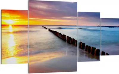 Produktbild von Bild auf Leinwand - Leinwandbild - Meer Küste Strand Sonnenaufgang - 160x90cm - Wand Bild - Wanddeko - Leinwanddruck - Bilder - Kunstdruck - Leinwand bilder - Wandkunst - DL160x90-2781