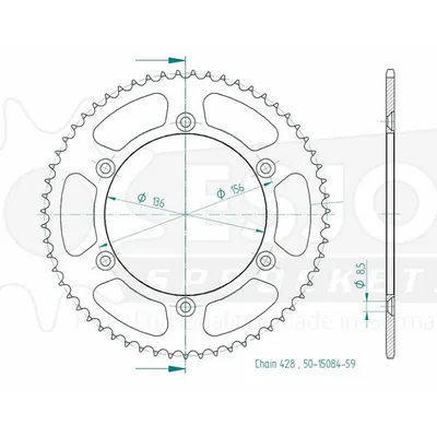 Image de Kettenrad ALU 59Z 428 SI