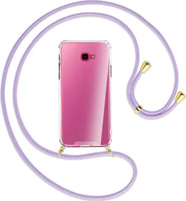 Produktbild von Handykette Backcover-Schutzhülle mit Band (Metall goldfarben) für Samsung Galaxy J4 Plus - violett