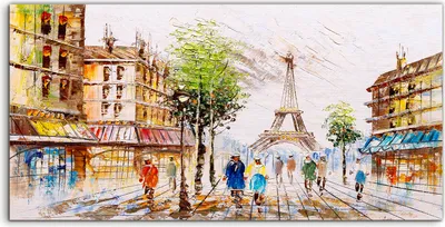 Produktbild von Coloray Acrylbild 120x60  Wandbild Acrylbilder Paris Eiffel Menschen Gebäude Stadt