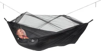 Image de Hamac de voyage léger (500 g) - Portable et résistant - 275 cm x 140 cm - Avec housse - Noir