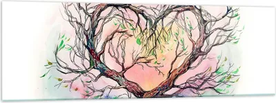 Produktbild von Bilder auf glas - Baum Herz Natur Bild - 160x50cm - Glasbilder - Wandbilder - Kunstdruck - zum Aufhängen bereit - Wanddekoration aus Glas - Glas Bilder - Wandbild auf Glas - Einteilig - GAB160x50-3007