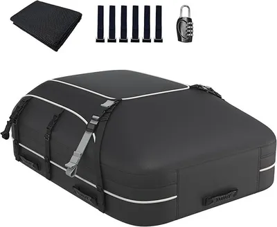Produktbild von Auto Dachbox 425L Faltbar Dachtasche Wasserdicht Dachkoffer Tragbar Dachboxen Dachgepäckträger Tasche mit Dach Verstärkten Riemen,ohne Gepäckträger(425L)