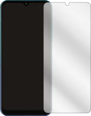 A smartphone screen protector is shown next to a smartphone.