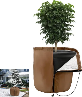 Produktbild von Winterschutz für Kübelpflanzen, Winter Pflanzenschutzhaube für Blumentöpfe, Isoliert, Mit Reißverschluss & Kordel