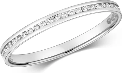 Produktbild von Funkelndes Feuer 9 Karat (375) Weißgold Halb Eternity Diamant Damenring Brillant-Schliff 0.10 Karat H - I1 I2, 49 (15.6); TRS319469KWRSJ