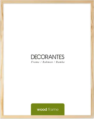 A wooden picture frame is shown against a white background.