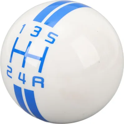 Image de pommeau de levier de vitesse 5 vitesses Pommeau de levier de vitesse manuel à boule ronde avec 3 adaptateurs pour Mustang 1967?2018 Blanc Bleu