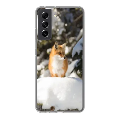 Produktbild von MuchoWow® Handyhülle Schutzhülle Hülle für Samsung Galaxy S21 FE Fuchs - Schnee - Baum Silikon Softcase Handy Hülle - Mobiltelefonhülle