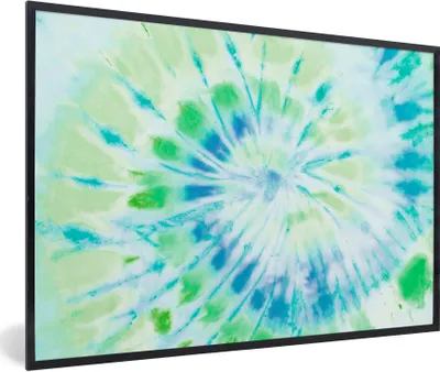 Produktbild von MuchoWow® Gerahmtes Poster Krawattenfärbung - Grün - Blau 30x20 cm - Poster mit Schwarzem Bilderrahmen Wandposter Rahmen Foto Bilder - Kunstdruck - Bild-Poster