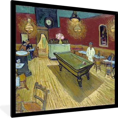 Produktbild von MuchoWow® Gerahmtes Poster Das Nachtcafé - Vincent van Gogh 40x40 cm - Poster mit Schwarzem Bilderrahmen Wandposter Rahmen Foto Bilder - Mit Rahmen - Wanddekoration Schlafzimmer