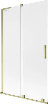 Produktbild von Mexen Velar L Badewannen-Faltwand 2-flügelig, verschiebbar 110 x 150 cm, mattiert, gold gebürstet - 896-110-003-31-55