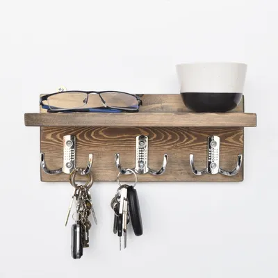 Image de Étagère murale en bois « Aa031 » - 30 x 11 x 13 cm - bois de noyer