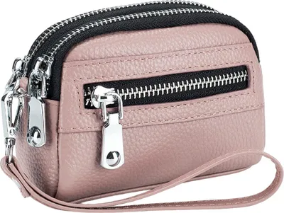 Produktbild von ASKSA Geldboerse Damen Klein Geldbeutel Frauen  mit Muenzfach Kleines Zipper Brieftasche Kartenhalter mit RFID Blocker,Rosa