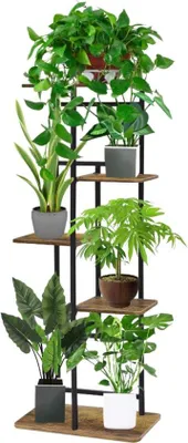 Produktbild von Famanu Pflanzenstandaard 5 Etagen - Holz und Metall, 94 cm