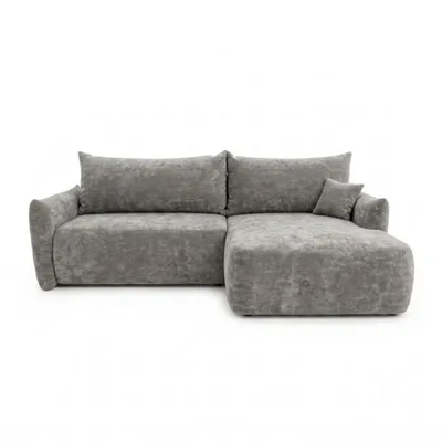 Produktbild von Ecksofa MELIO, Sofa L-Form mit Schlaffunktion, Eckcouch mit Bettkasten und Stauraum, für Wohnzimmer und Gästezimmer Chenille Rechts Dunkelgrau, Grau